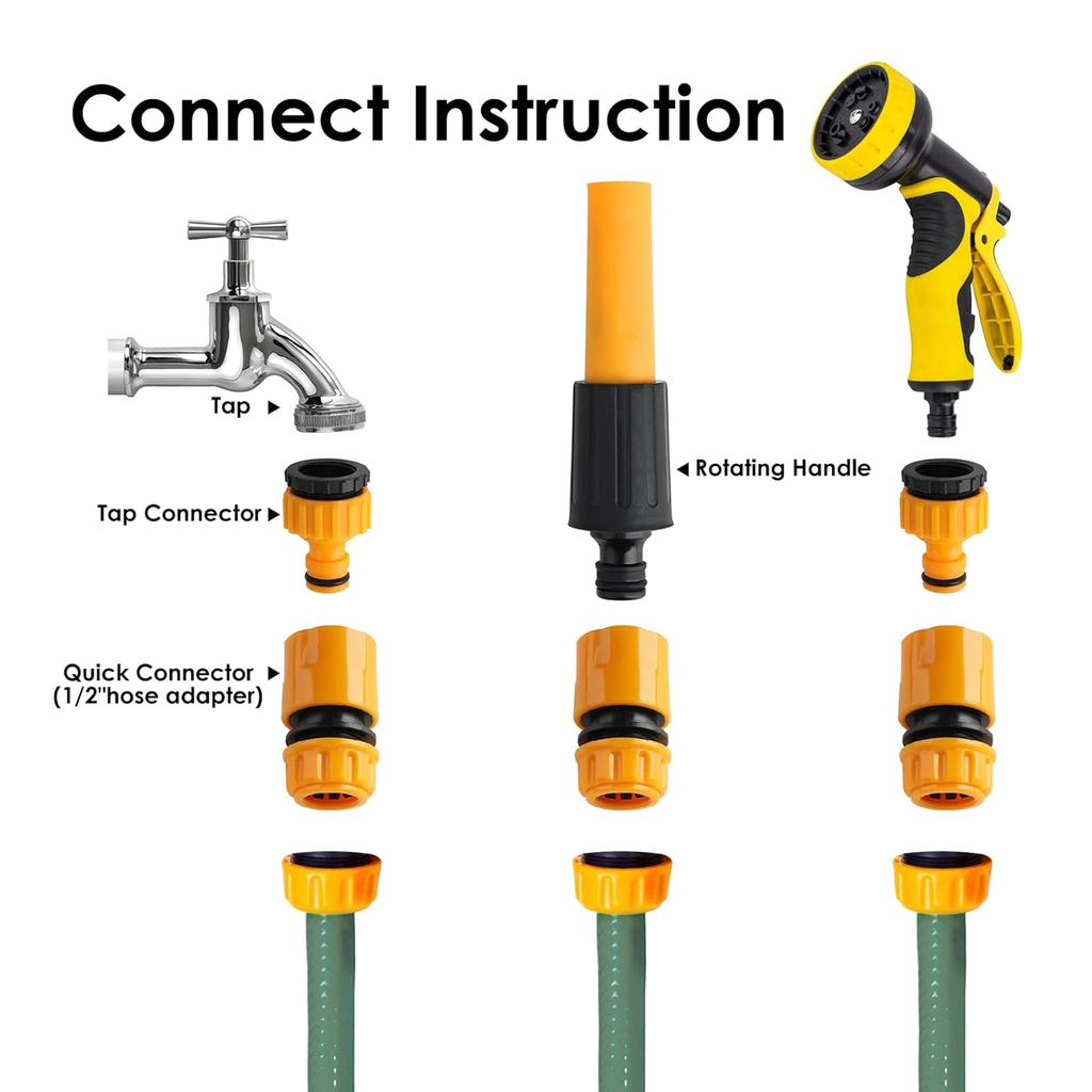 Garden Hose Connector Kit Tap Adapter Double Male Snap Seal Ring for Home Garden Outdoor Repair Routine Maintenance