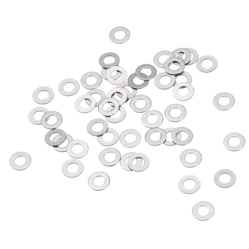 uxcell M3 Flat Washers, 3 X 6 X 0.3 Mm, 304 Stainless Steel, Thin Flat Spacers for Door Hinge Adjustment, Screws, Bolts, Round Washers, 50 Pieces