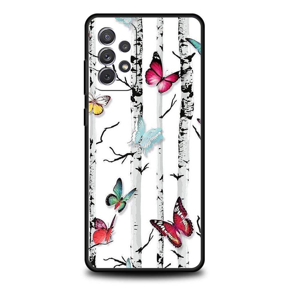 Fjärilsdesign Fodral för Samsung Galaxy A55 A35 A15 A14 A13 A25 A54 A51 A71 A72 A73 A32 A52 A41 5G Mjukt TPU-skal Fundas