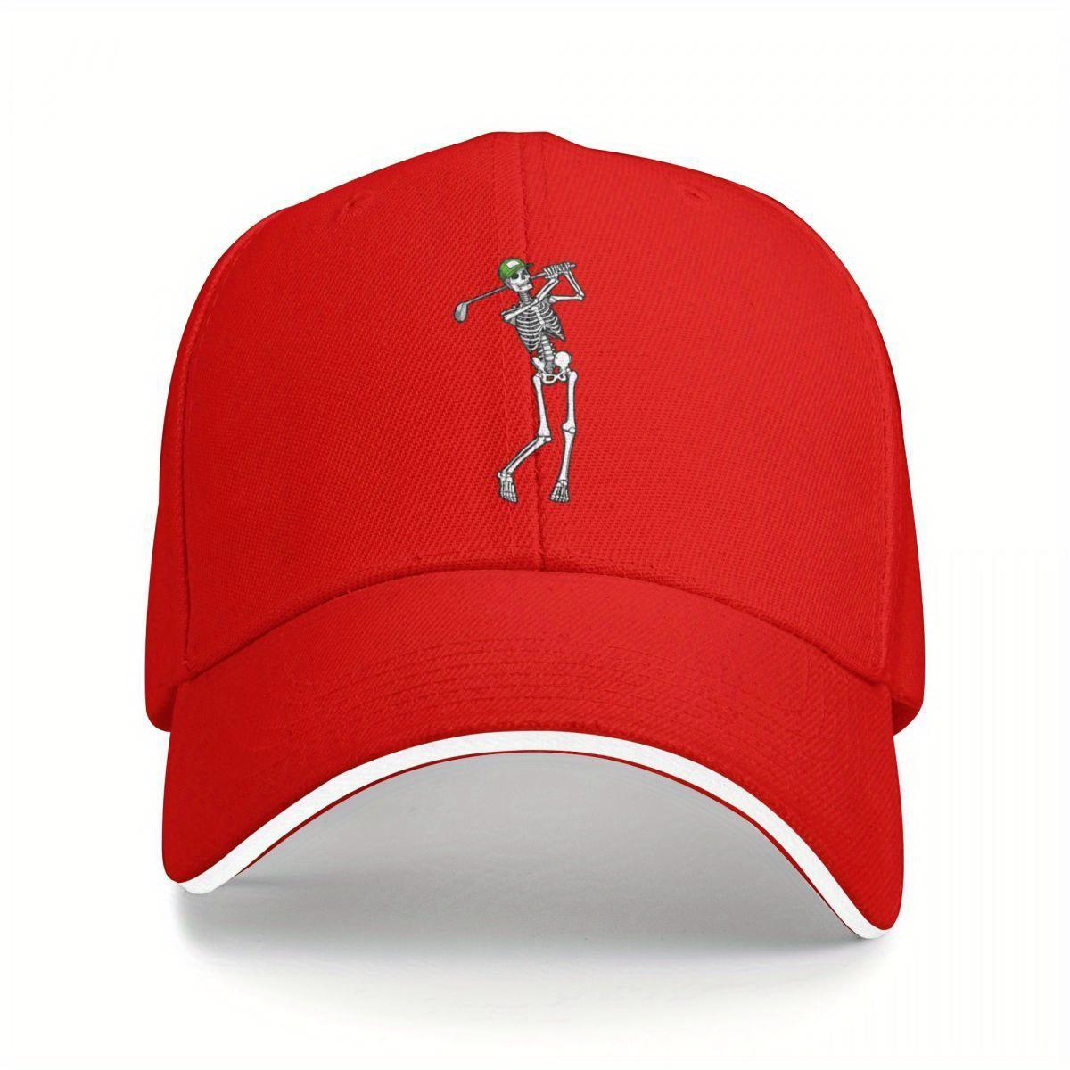 

Skeleton Golfing Baseball Cap Polyester Breathable Summer Outdoor Adjustable Sports Hat Unisex One Size