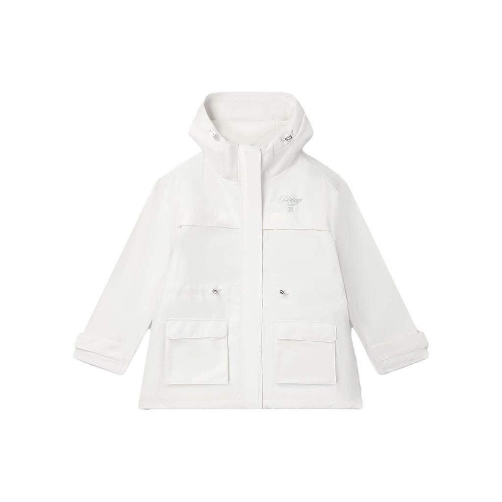 Fila X The Met Collaboration Solid Color Hooded Casual Jacket Women Jackets Ceramic-White F11W348913R-IV