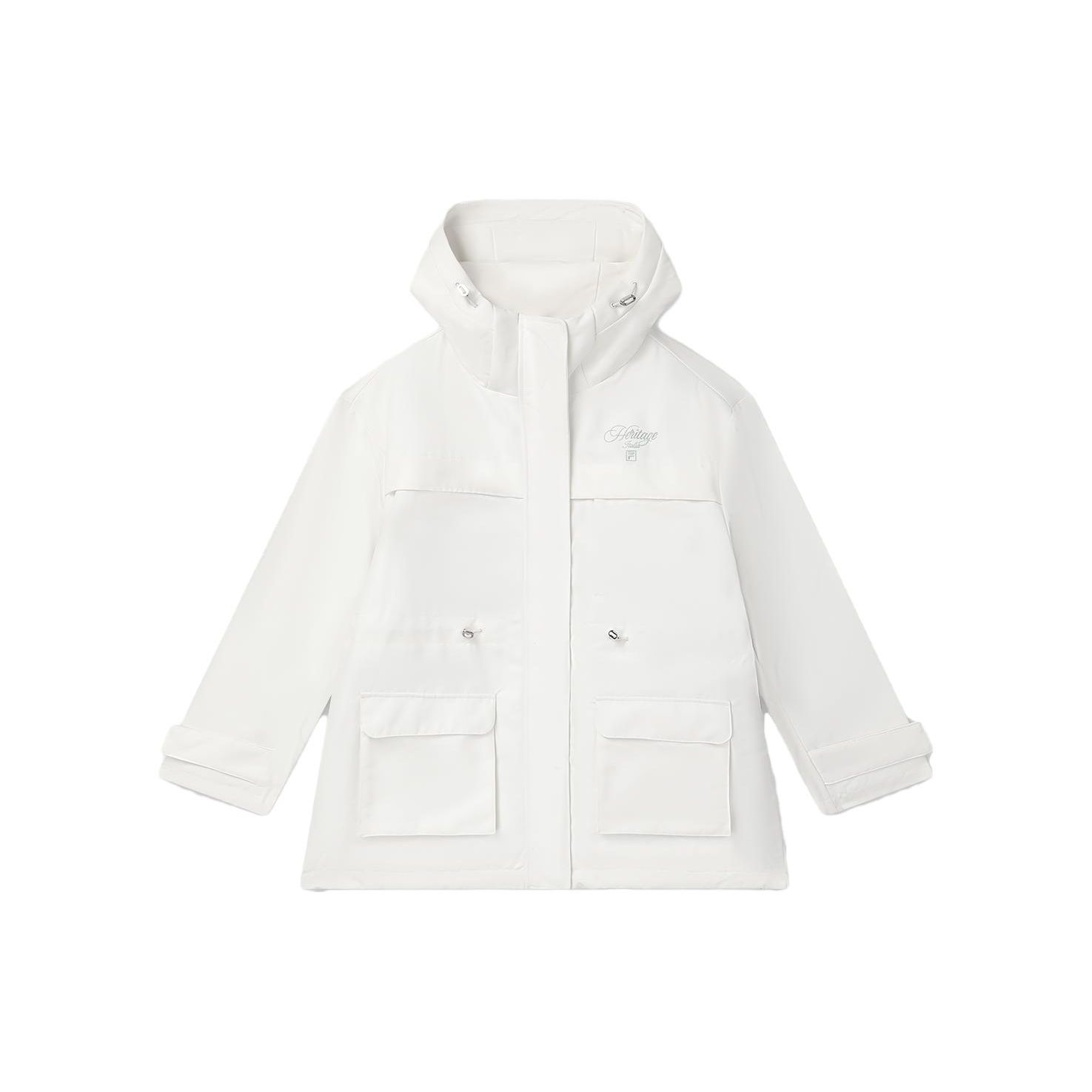 

FILA X The Met Collaboration Solid Color Hooded Casual Jacket Women jackets Ceramic-White F11W348913R-IV XL