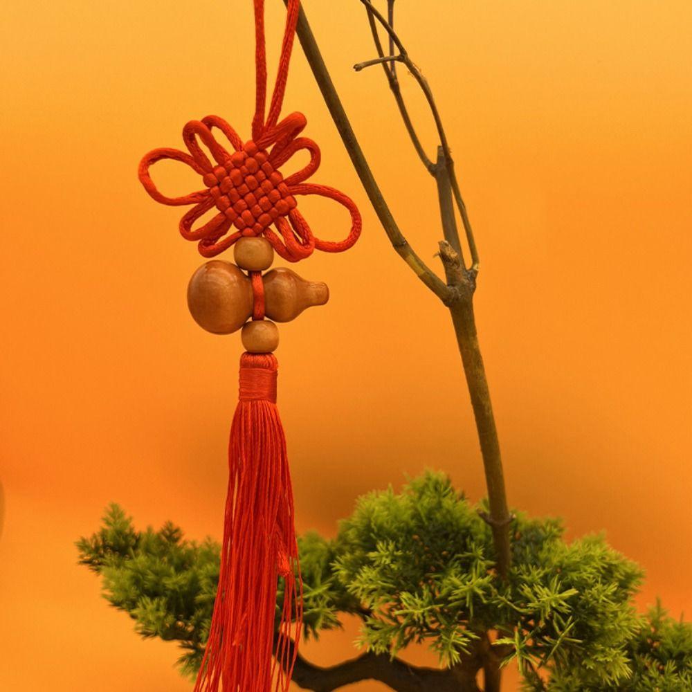 Peach wood China Knot Keyring Feng Shui Feng Shui Keychain Peach Gourd Keyring  Men