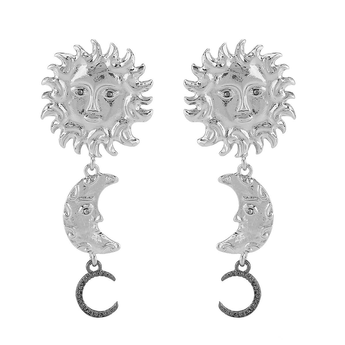 

Women European American Fashion Dangle Earrings Retro Sun Moon Face Portrait Geometric Tassel Earrings For Women