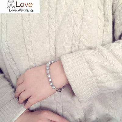 Όμορφο Γνήσιο Γκρι Μαργαριτάρι Γλυκού Νερού Φυσικό Βραχιόλι Γυναικείο ,Γάμος Ασημένιο 925 Βραχιόλι με Γούρι Δώρο Γενεθλίων για Κορίτσι