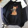Japanese Cartoons Cat Ukiyo E Print Women Hoodie Hip Hop Fleece Pullovers Creativity Crewneck Clothing Fleece Loose Womens Hoody