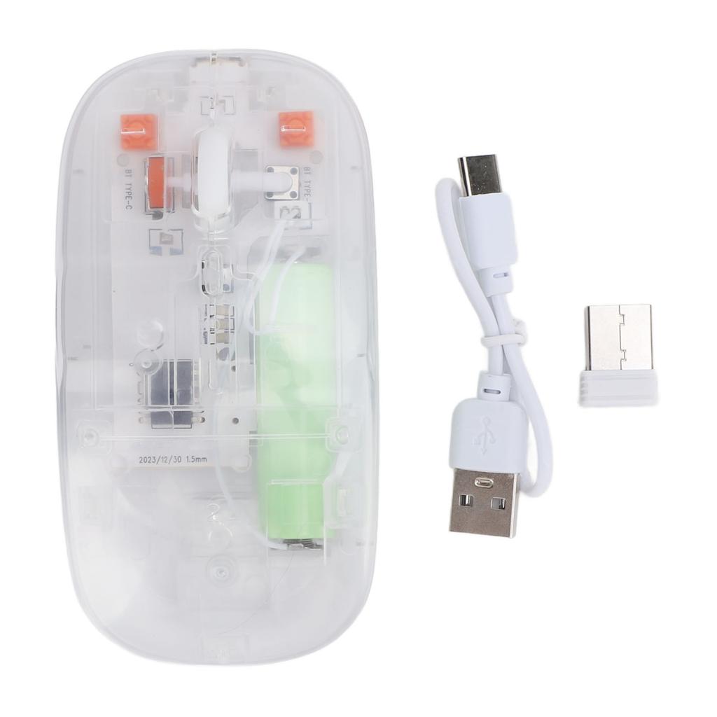 Transparent Wireless Bluetooth Mouse with USB Receiver 2.4G 3 Adjustable DPI Computer Mouse for PC