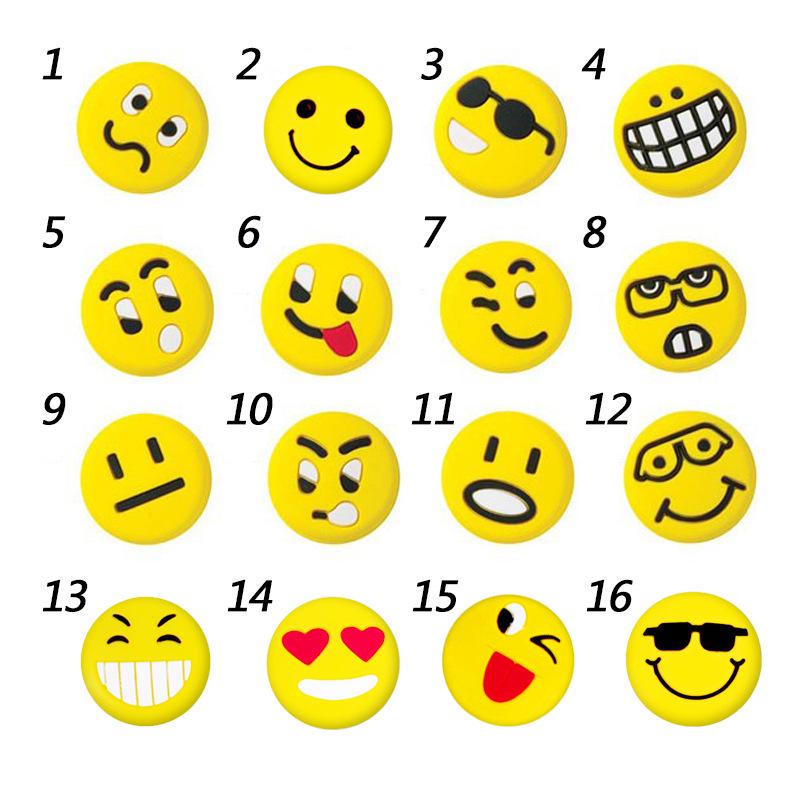 Funny Emoji Silicone Tennis Racket Dampeners - 16 Smiley Vibration Absorbers