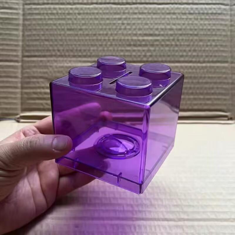 Building Block Toy Storage Box Transparent Plastic Block-Shaped Piggy Bank Coin Storage Box Stackable Sundries Storage Tank