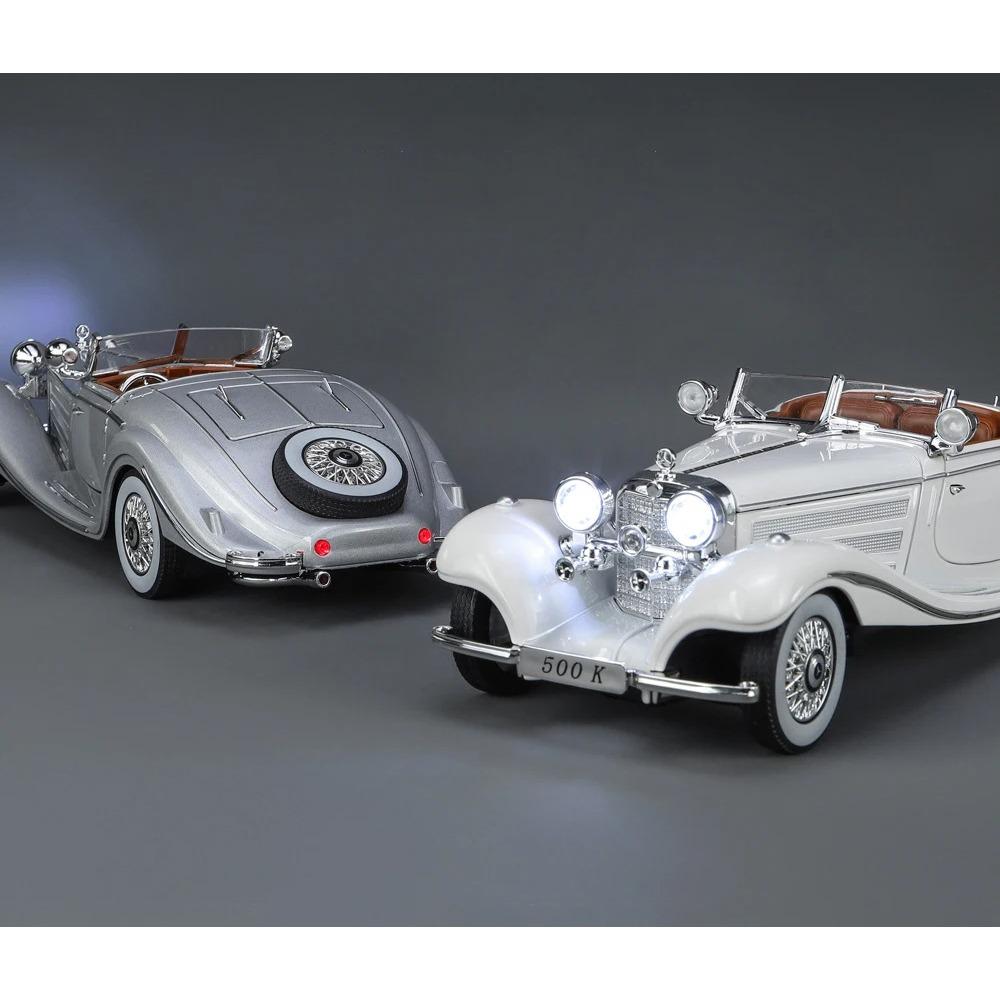1/24 Mercedes-Benz 500K 1936 Classic Car Alloy Car Model Sound and Light Pull Back Children's Toy Collectibles Birthday Gift