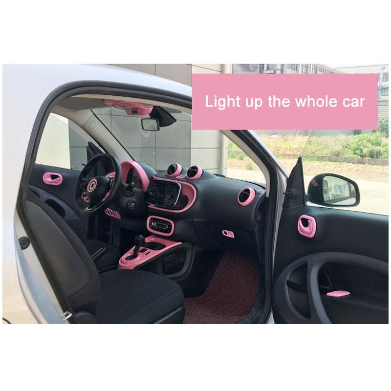 Car Pink Full Interior Modification Window Lift Panel Decoration Sticker For Smart 453 Fortwo Forfour Car Styling