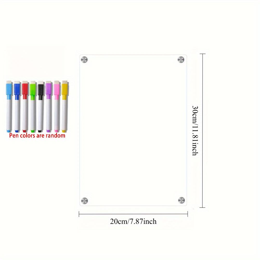 1pc Clear Magnetic Wipe Board Refrigerator Calendar, Reusable Acrylic Whiteboard with 6 Colorful Markers and Magnetic Eraser