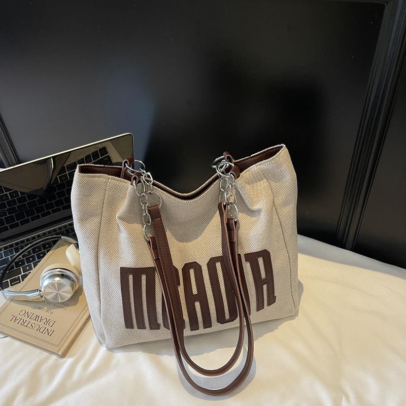 

Tote bag women s large-capacity bag new one-shoulder senior college student class pass out high school student коричневый