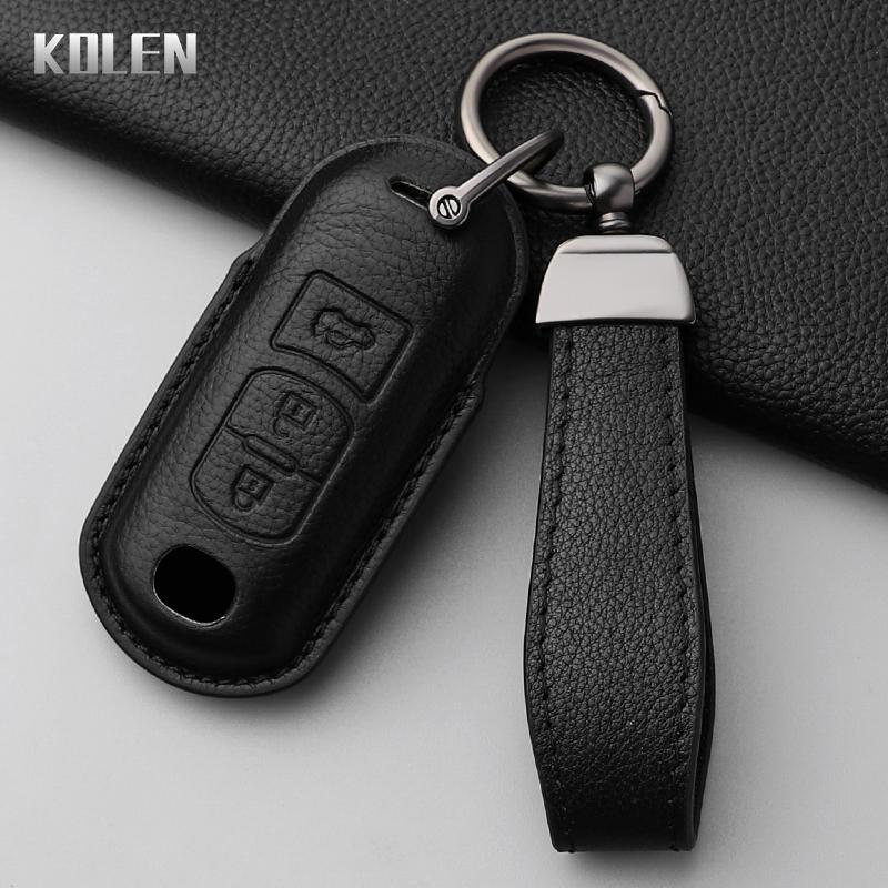 Leather Car Key Case Cover Shell For Mazda 2 3 6 Atenza Axela Demio Cx-5 Cx5 Cx-3 Cx3 Cx7 Cx-7 Cx-9 Cx9 Mx5 2 3 Buttons Keychain