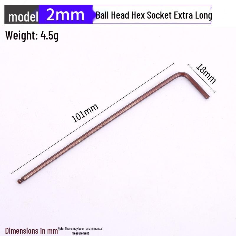 Antik Bronze Rot Extra Lang L-förmiger Kugelkopf S2 Sechskantschlüssel Gehärteter Sechskantschlüssel