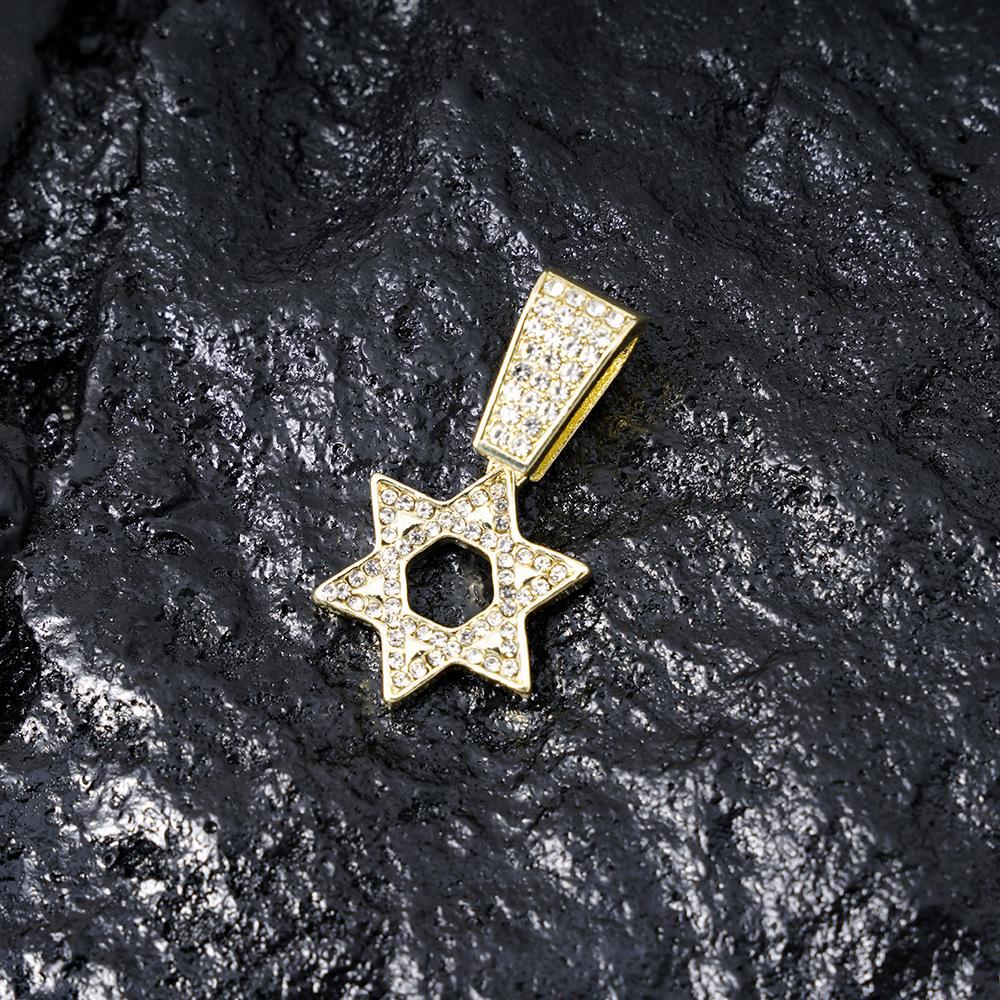 Versatile Punk Style Rhinestone-Inlaid Hip Hop Star Pendant Necklace in Zinc Alloy
