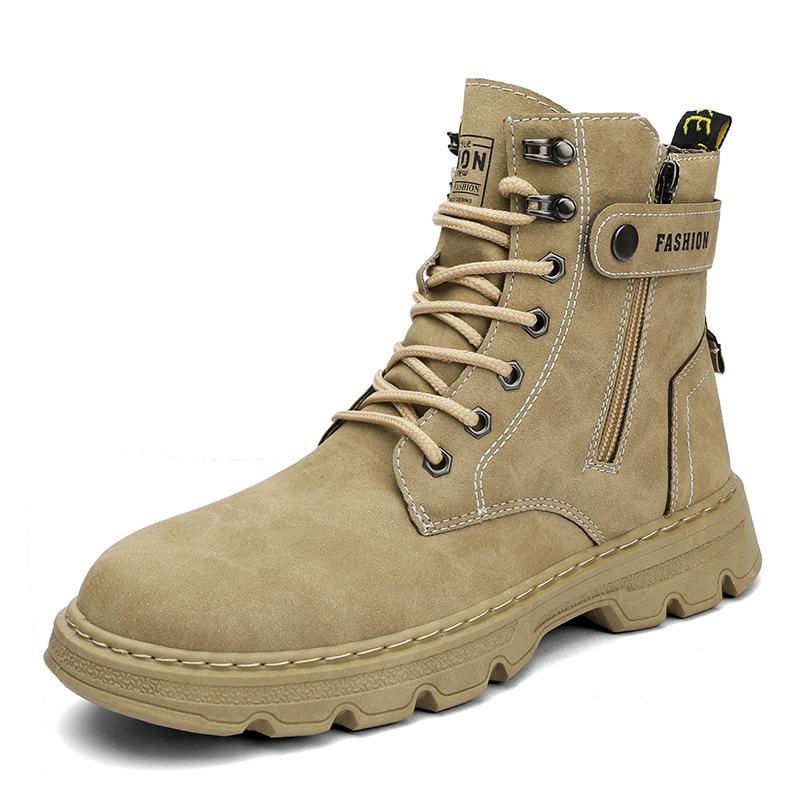 Martin boots men's shoes spring high-top British style retro side zipper platform tooling boots outdoor desert combat boots