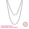 Effie Queen 1.2/1.5/1.7/2.3mm Rope Necklace Unisex Daily 925 Sterling Silver Twisted Rope Chain Collar Diamond Cut Jewelry SC29