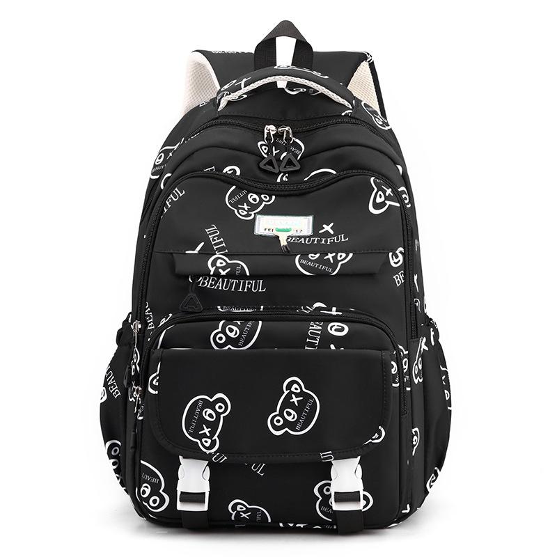 New student schoolbag female cute printed middle school student backpack large capacity outdoor leisure burden reduction backpack
