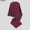 INCERUN Two Pieces Outfits Men Long Sleeve Thin Blazer Long Straight Pants Loose Sets