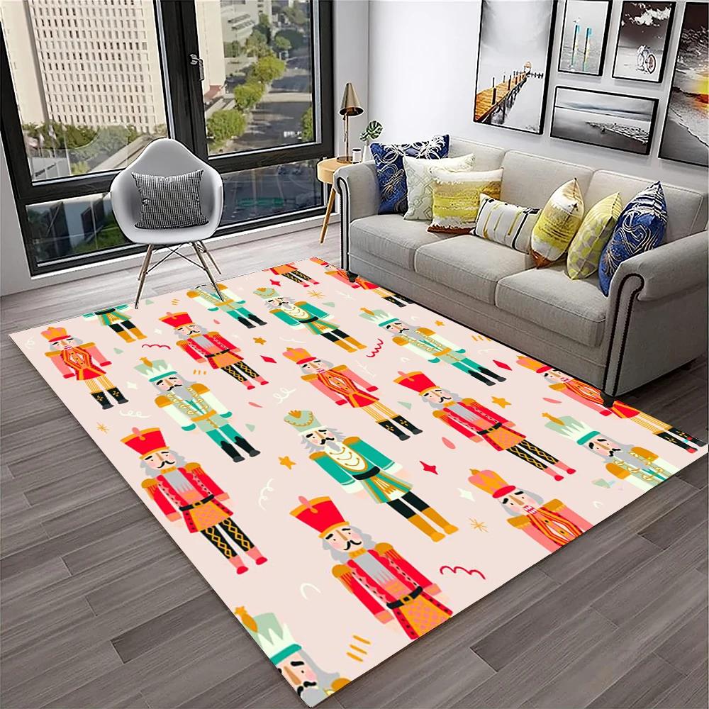 3D Nutcracker Christmas Tree Cartoon Carpet Rug for Home Living Room Bedroom Sofa Playroom Doormat Decor,kids Non-slip Floor Mat