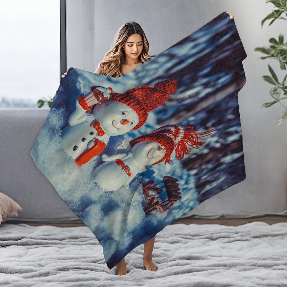 Tuniu Cute Snowman Christmas Blanket for Sofa Bed Living Room Decor Gift Idea