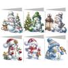 6Pcs Christmas Tree DIY Diamond Painting Card Rhinestone Painting Card Kit Diamond Painting Greeting Card for Adults Beginners