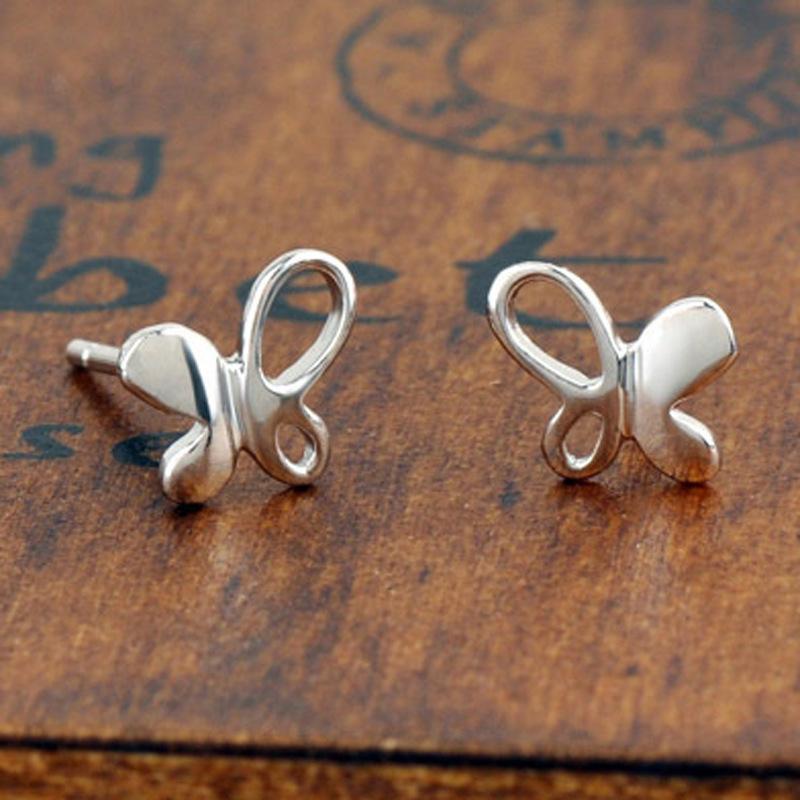 Silver Temperament Ear Jewelry Women'S Personality Simple Smooth Plain Silver Butterfly Earrings Exquisite Atmosphere Fashion Tremella Decoration