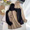 Damen Retro Raglanärmel Kapuzenpullover in Übergröße Frühling und Herbst Unterteil mit Langarm-Top Jacke