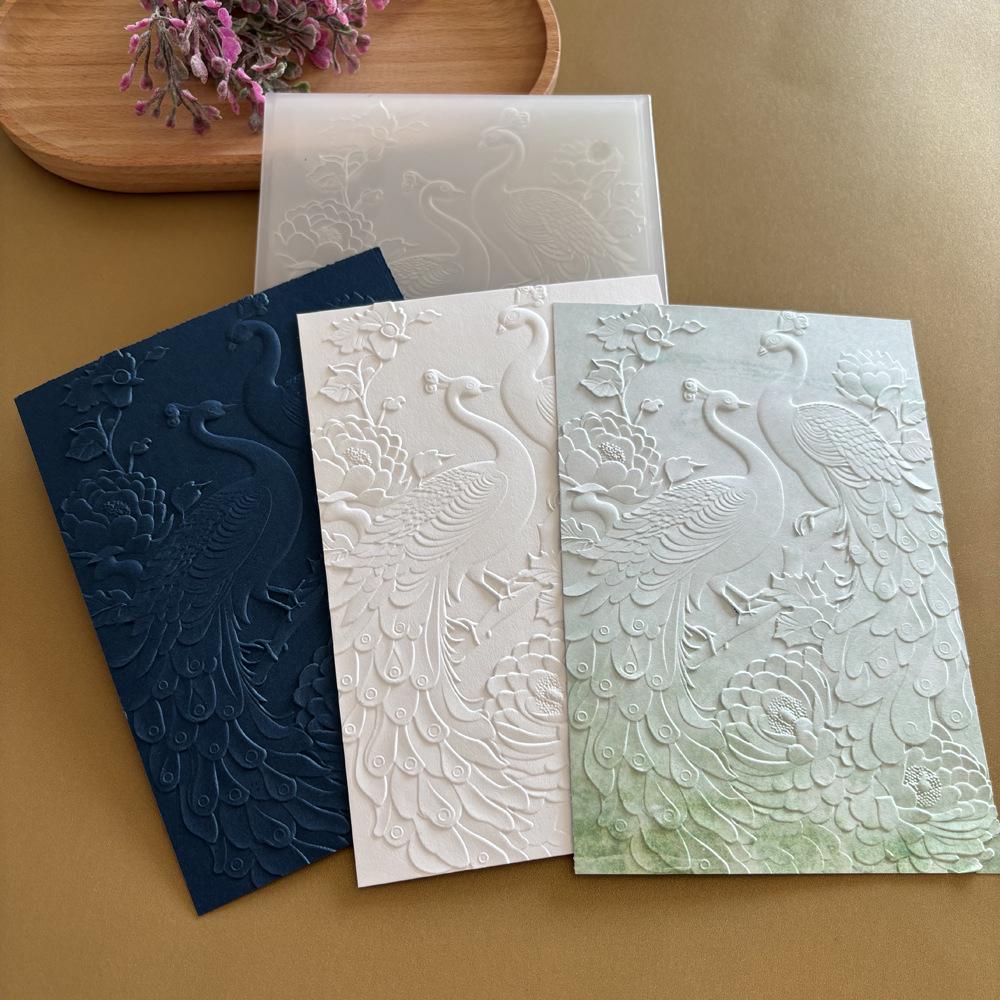 Peacock Flower 3D Embossing Clip for DIY Journals