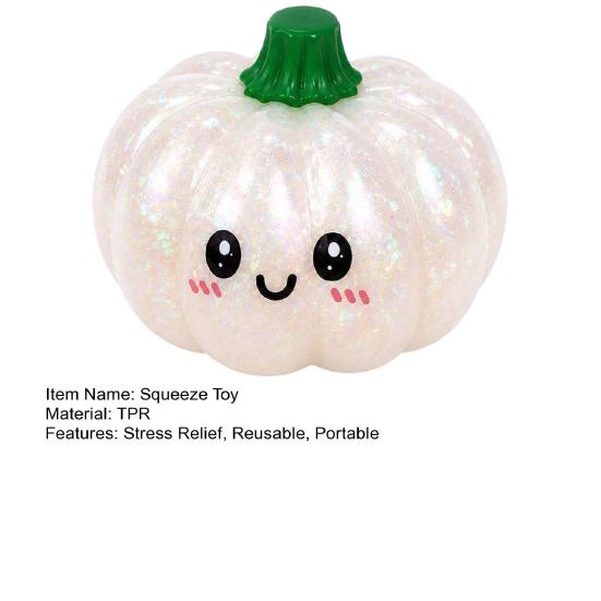 Medium Size Stress Ball Halloween Pumpkin Squeeze Ball Soft TPR Golden Glitter Fidget Toy Anxiety Relief for Kids Adults Slow Rising Decompression