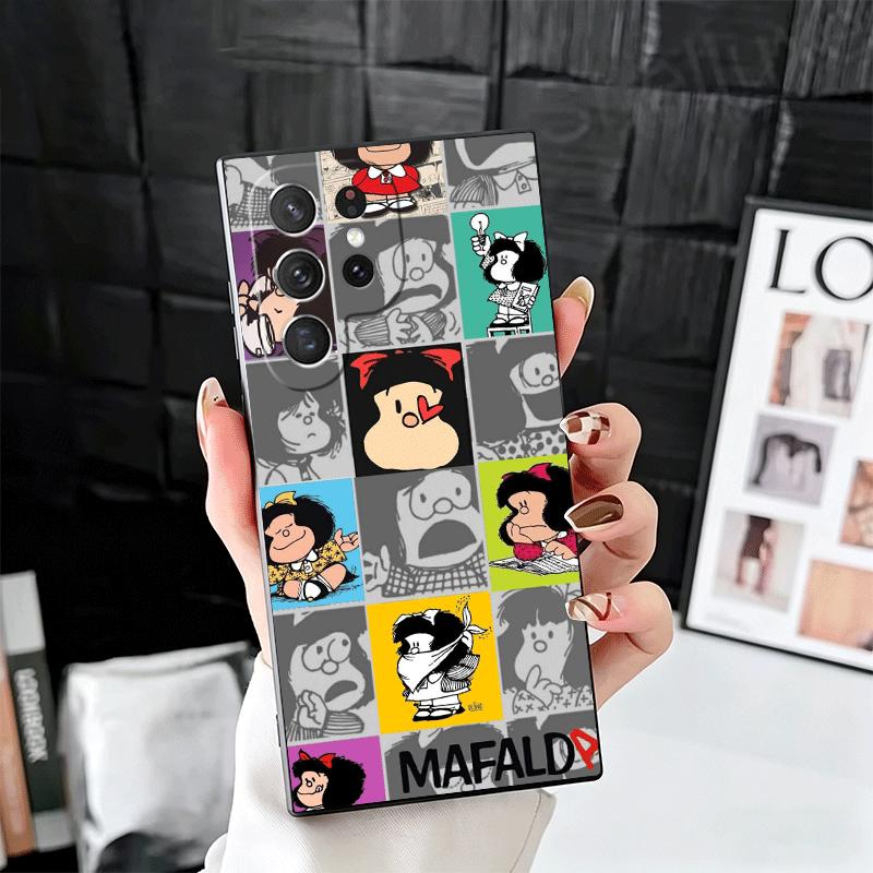 Mafalda Cartoon Cute Soft Phone Case for Samsung Galaxy S26 S25 Edge S24 Ultra S23 Plus S22 S21 FE S20 Black Cover Back Shell