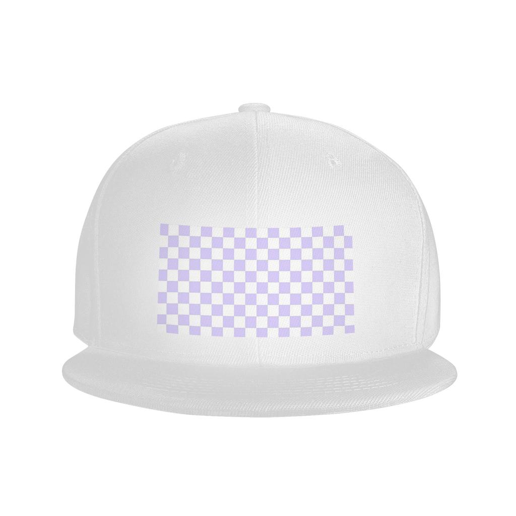 White and Pale Lavender Violet Checkerboard Baseball Caps Snapback Baseball Hats Casual Casquette Outdoor for Unisexs And WoUnisexs