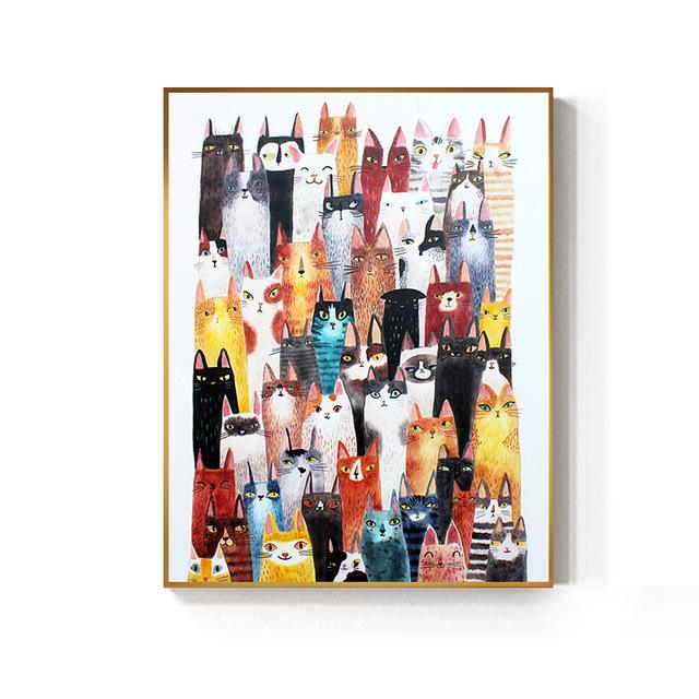 

HD печать живопись собака домашний декор кошка холст плакат модульные изображения животных мультфильм современный скандинавский для гостиной настенное искусство 21*30cm