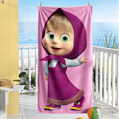 Masha Bear Beach Towel Super Soft Microfiber Quickdry Fabric Comfortable Lightweight Suitable for Swimming, Gym, Camping, Yoga Vacation