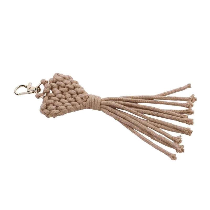 1Pcs Cute Car Keyring Handmade Macrame Heart Shaped Pendant Keychains For Women Wedding Gift
