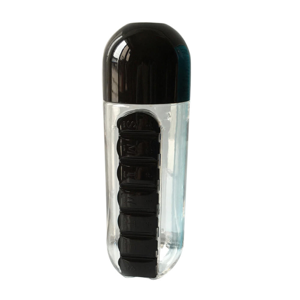 600ml Sport Water Bottle With Built-in Daily 7 Daily  Box Organizer