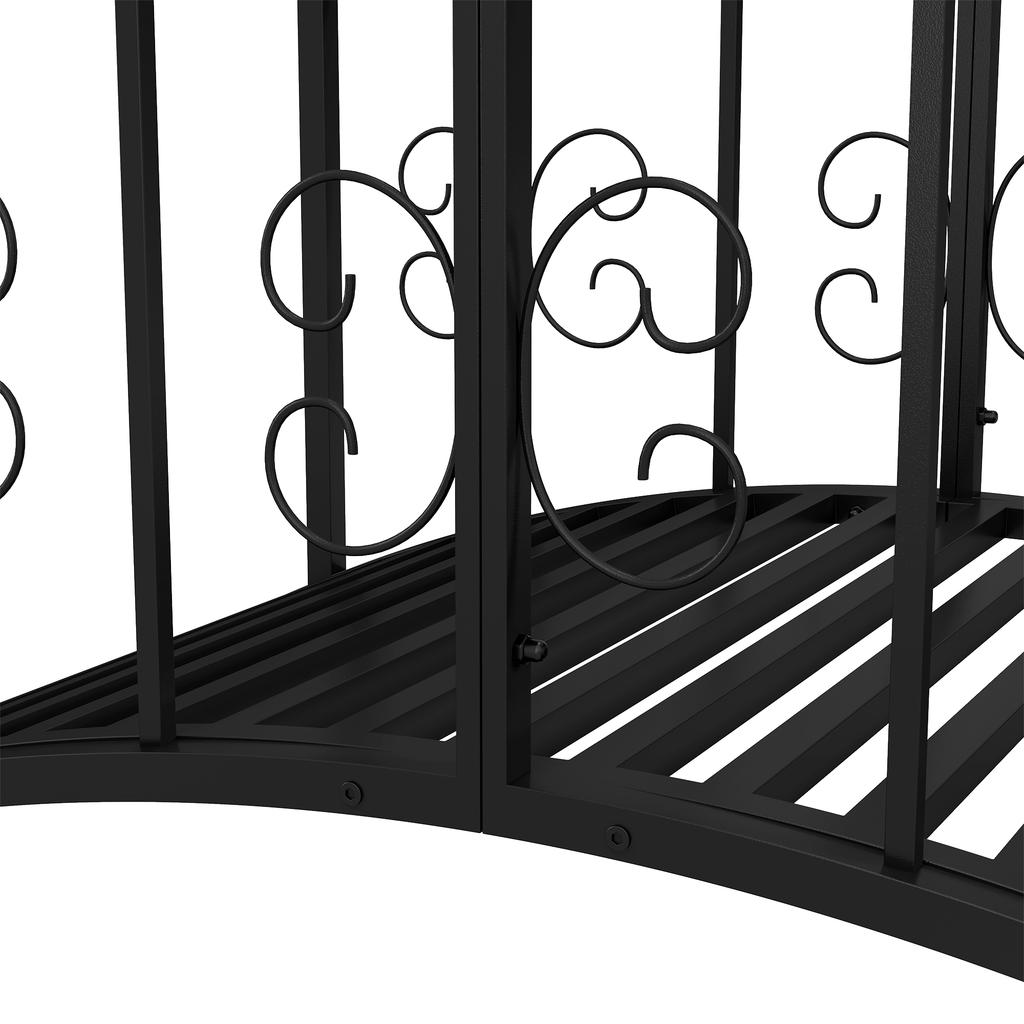 Garden Bridge, Steel, Side Railings, 120 kg Load, 119 x 67 x 70 cm, Black