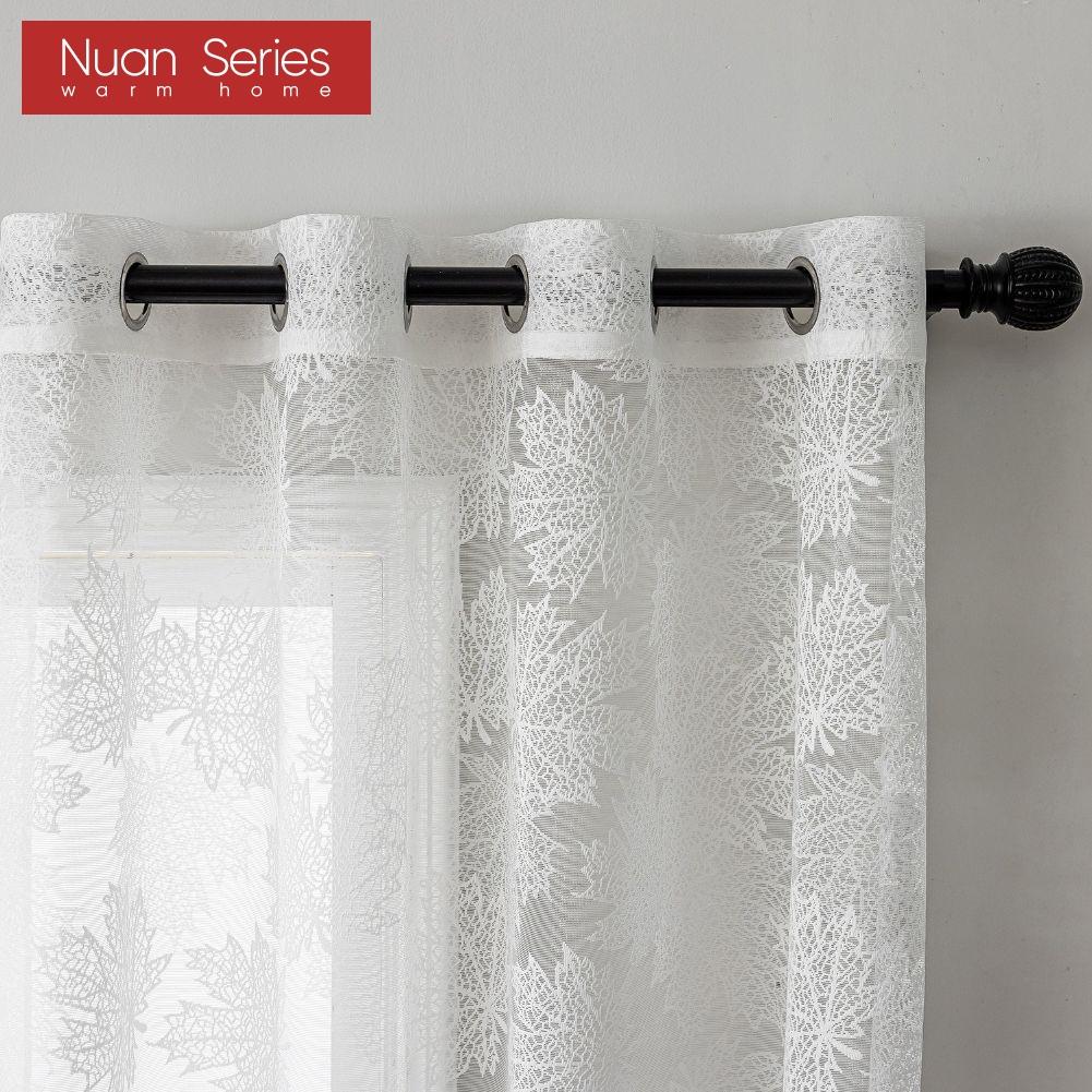 1PC Nuan Series Simple and Versatile Solid Color Sheer Curtain Jacquard Ring Type Tulle for Living Room Bedroom Balcony Window Home Decor