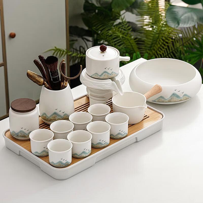 HANDUNYOU Coarse Pottery Gongfu Tea Set 14-Piece