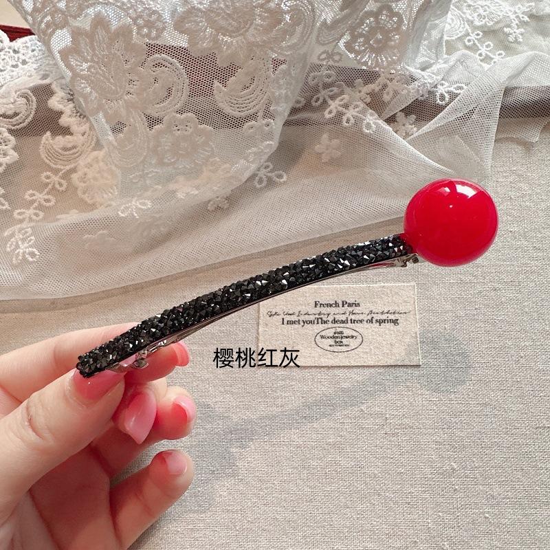 

Korea Spring and Summer Colored Sugar Jelly Ball Spring Clip Long One-word Clip Back Head Clip Headdress