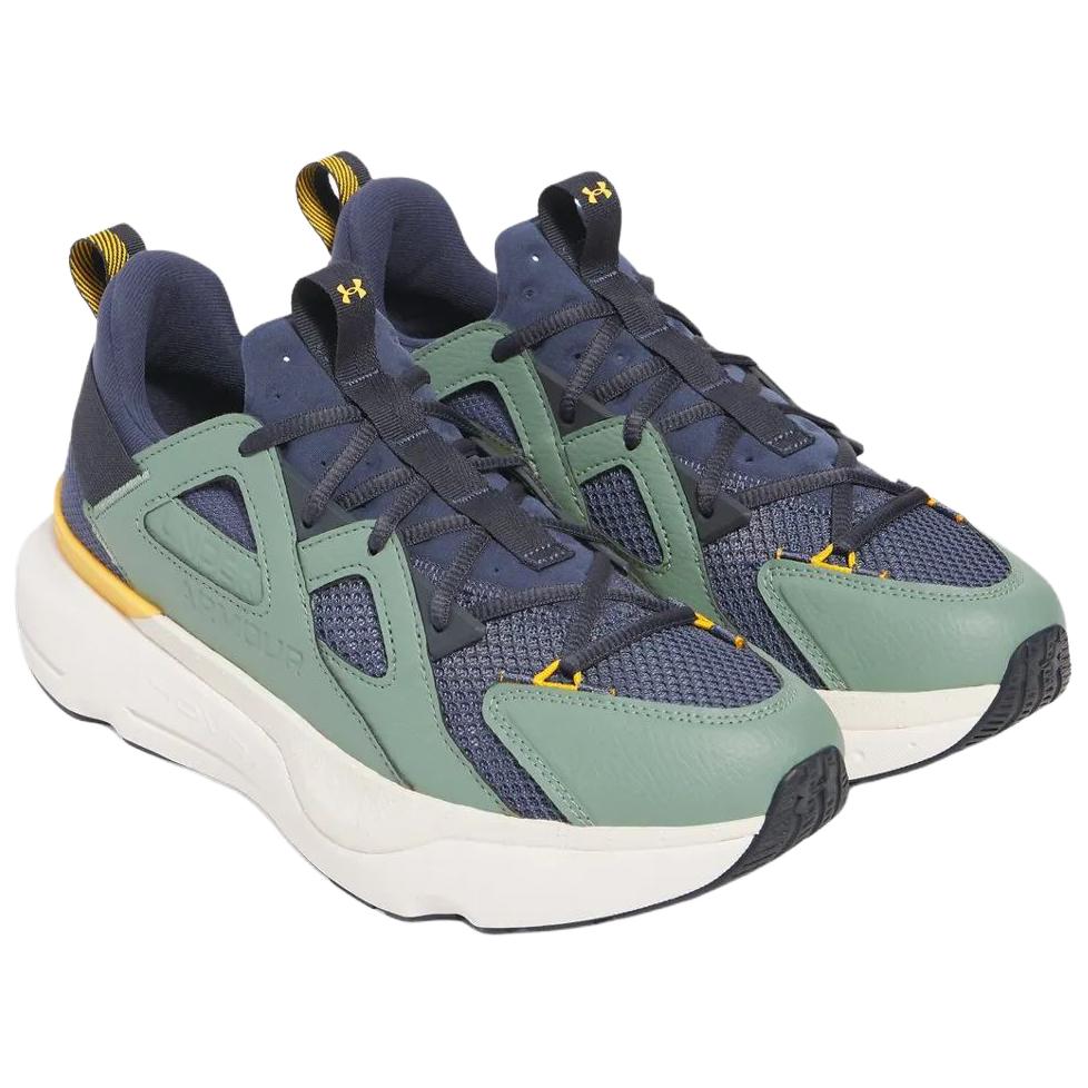 Under Armour HOVR Infinite MVMNT Downpour Grey Silica Green Unisex Sneakers Noble-Gold 3028667-045