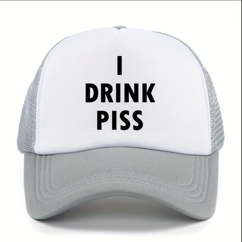 I Drink Piss Funny Trucker Hat Breathable Mesh Baseball Cap Unisex Casual Adjustable