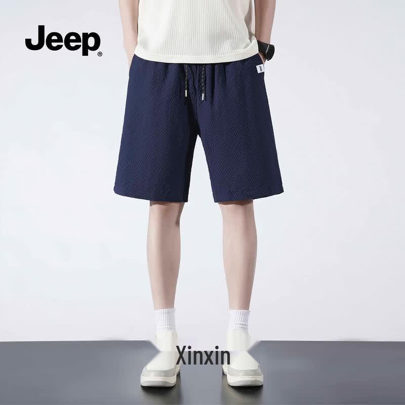 JEEP Men s Summer Casual Five-Point Shorts L темно-синий