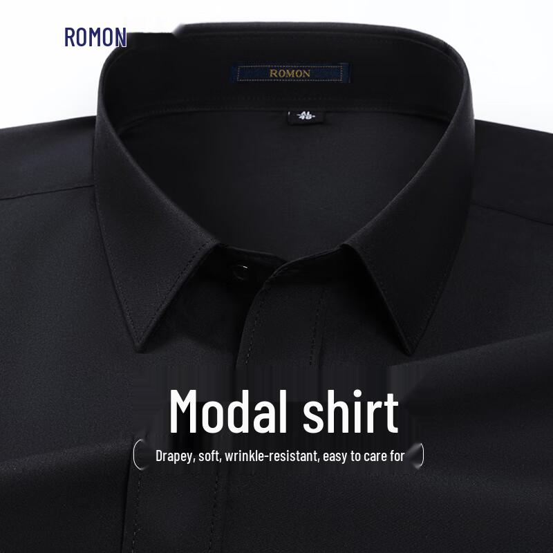 Romon Men s Modal Blend Wrinkle-Resistant Short-Sleeve Shirt 39