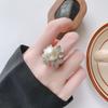 Jewelry Copper Platinum Plated With Simulation Pearl Flower Diamond Women'S Ring 14Mm