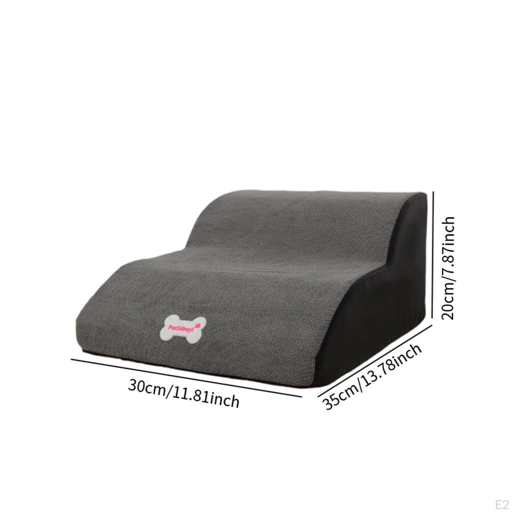 Dog Stairs 3 Tiers Soft Portable Non Slip Pet Ladder Detachable Washable Cover Indoor Ramp Steps