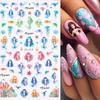 1 Sheet Holographic Jellyfish Dolphin Nail Art Stickers 3D Mermaid Ocean Shell Nail Decals Adhesive Ocean Beach Designs Nails