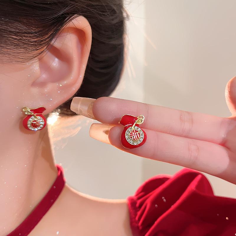 

Новогодний праздник Ankela Red Lucky Bag Red Lantern Серьги для женщин 1 pair