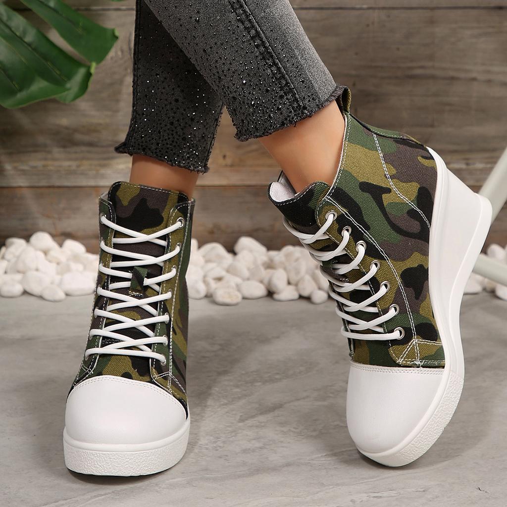 Women Sneakers Hidden Wedge Invisible Heel Canvas Shoes for Women Increased Breathable Platform Sneakers Women  De Mujer